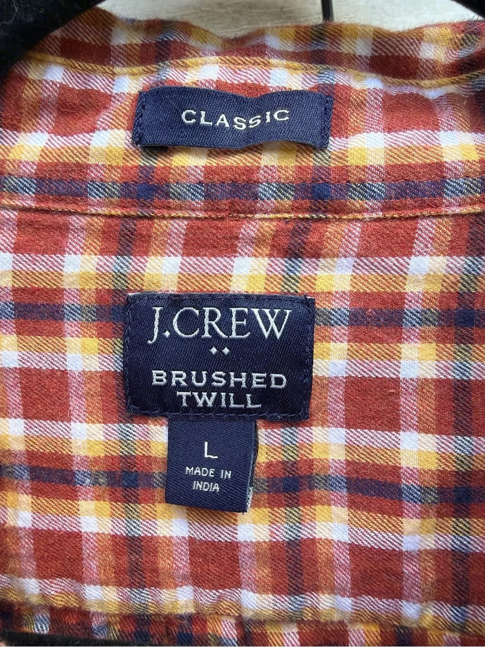 J. Crew Men's Red and Tan Plaid Button-Down Shirt